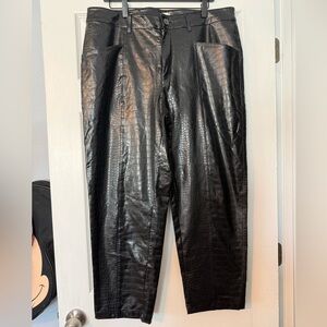 a new day Black Snake Skin Texture Pants